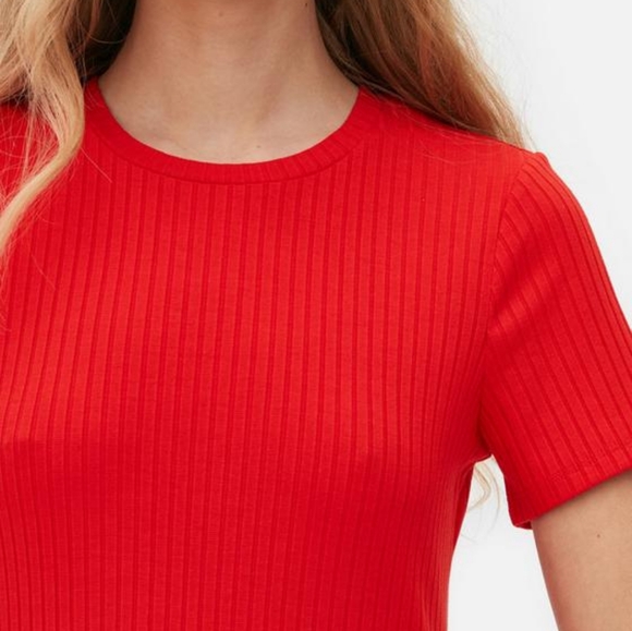 Red Ribbed Mini Dress - Picture 4 of 4